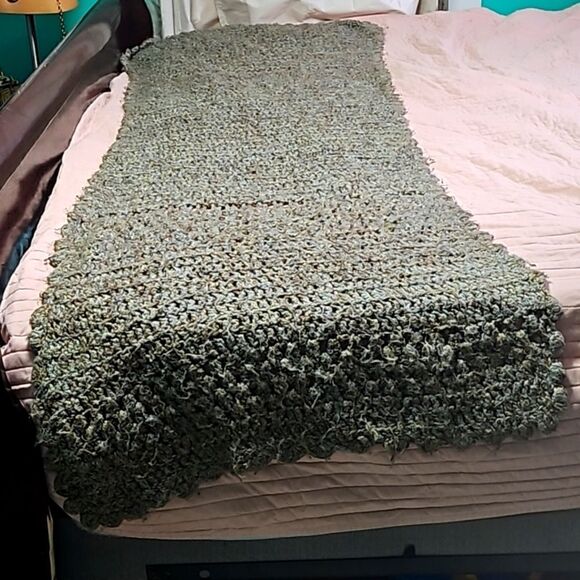 Vintage Handmade 70s Crotched AfghanMuted Throw Blanket OOAK